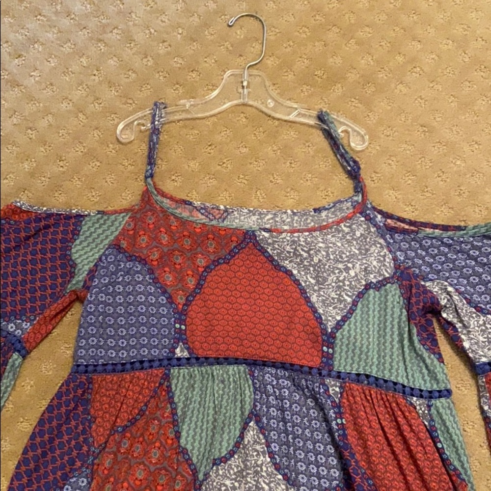 Boutique Patchwork Patterned Cold-Shoulder Dress - image 4